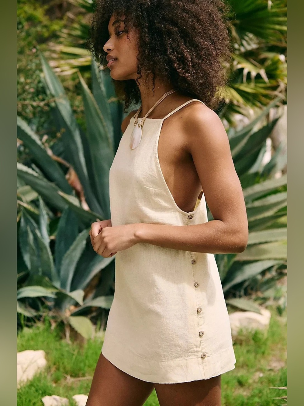Free People| ‘Beachside’ Cotton Linen Mini Dress